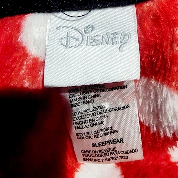 Disney Plush Pajama Comfy Hooded Minnie Mouse Sleepwear Women's Small 4-6 EUC - Picture 8 of 10